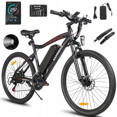 Image de SAMEBIKE SY26-II VTT électrique classique Vélo électrique pliant Trekking e-bike avec SHIMANO 21 vitesses (Noir)