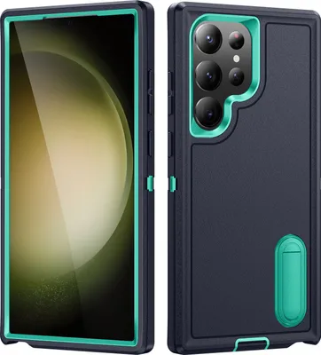 Produktbild von Hülle für Samsung Galaxy S23 Ultra Hybrid Dreilagige Robust Stoßfest Schwerlast Schutzhülle mit Ständer Blau