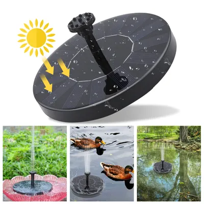 Image de Clanmacy Pompe solaire 1.5W Pompe de fontaine solaire Pompe de bassin solaire avec 6 styles de fontaine 190L/h Sola Pompe à eau Fontaine solaire