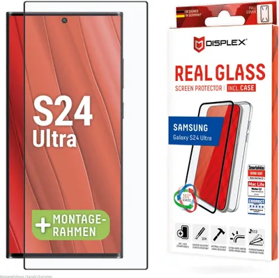 Produktbild von Displex Panzerglas + Schutzhülle für Samsung Galaxy S24 Ultra, Eco-Montagerahmen, Full Cover, Samsung, Galaxy S24 Ultra, Trockene Anwendung, Staubresistent, Schlagfest, Kratzresistent, Schockresistent, Transparent, 1 Stück(e)
