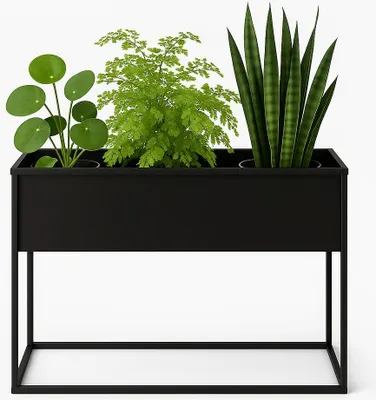 Produktbild von FRAMADO, Pflanzenständer Petto, Metallregal, Blumenständer, 80x30x60cm, Schwarz