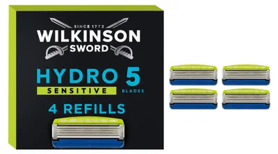 Produktbild von Wilkinson Sword - Hydro 5 Sensitive Rasierer für Männer, 4 Ersatzklingen, Feucht