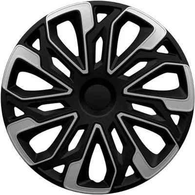 Produktbild von Famanu Wieldoppen Silber Schwarz - Set von 4 für 13 Zoll Felgen