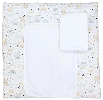 Produktbild von TupTam Wickelauflage inkl. 2 Frotteebezüge Modell MAR02579, Farbe: Hase / Eule, Größe: 76 x 76 cm