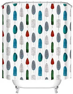 Produktbild von Famanu Duschvorhang Buntes Blattmuster - Wasserdichtes Polyester, 187x187cm