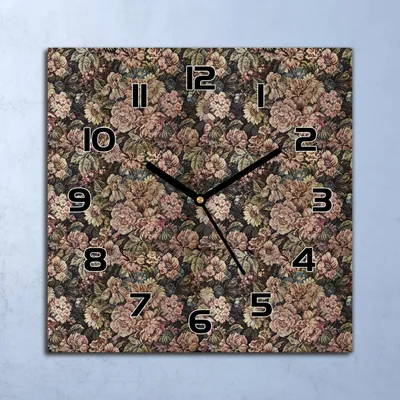 Produktbild von Wanduhr Echt-Glas-Küchenuhr Vintage Blumen Quarz Lautlos 30x30 Deko Bilder
