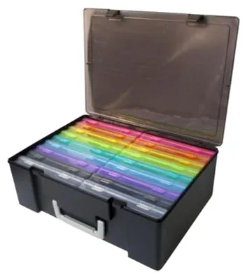 Produktbild von Fotoaufbewahrungsbox mit Fotohüllen und transparentem Bastelbehälter