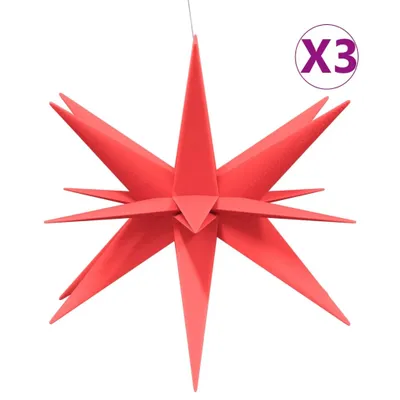 Imagen del producto de vidaXL, Juego de 3 estrellas de Navidad LED, plegables, rojas, de 10 cm
