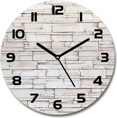 Produktbild von Wanduhr aus Glas 30fi Glasbild Glasuhr Gehärtetes Glas - schwarze-zeiger - White wall of stone