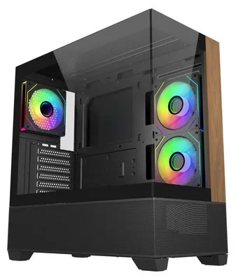 Zdjęcie produktu dla Cooler Master Elite 690 Wood, Midi Tower, PC, Czarny, ATX, ITX, micro ATX, Stal, Szkło hartowane, Drewno, Gaming