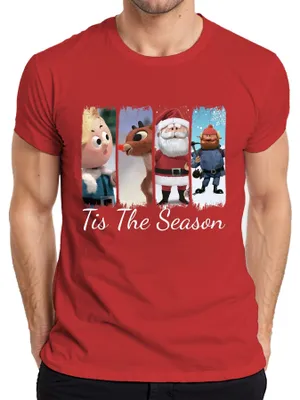 Obrázek produktu pro Rudolph Tis The Season Reindeer Father Christmas Yukon Cornelius Pánské tričko, červená, L