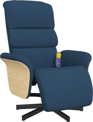 Obrázok produktu pre vidaXL Masážne kreslo s podnožkou modrá látka