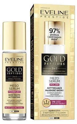 Produktbild von Eveline Cosmetics Gold Peptides – feuchtigkeitsspendendes, beruhigendes Serum – 12er Karton