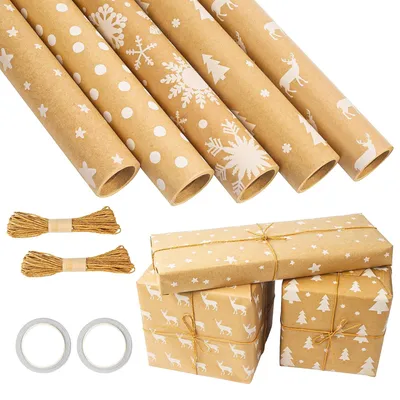 Produktbild von Omgoods – Set mit 5 Rollen Geschenkpapier für Feiertage und Geburtstage