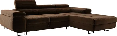 Obrázek produktu pro Obývací část s funkcí lůžka, rohová pohovka Cord ADRIANO 202x277 cm, rohová pohovka s nastavitelnými opěrkami hlavy, čalouněný roh, pohovka L - pravá hnědá PS06