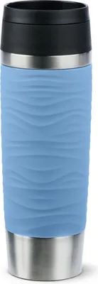A product shot of a travel mug.