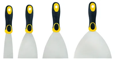 Image de Kit de spackle coloré HARDY 2K, quatre tailles : 40 mm, 80 mm, 100 mm, 150 mm. Idéal pour les travaux de rénovation de précision