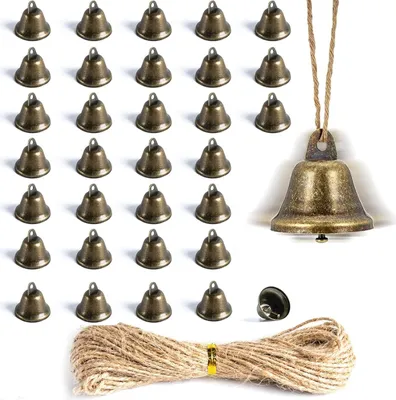 Produktbild von 32 kleine Vintage-Bronzeglöckchen, Mini-Schellen, DIY-Bastelideen für Heimdekoration, Weihnachten, Hochzeit