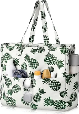 Produktbild von Strandtaschen für Damen – Große Strandtasche mit Nassfach, wasserdicht, sanddicht, mit Reißverschluss