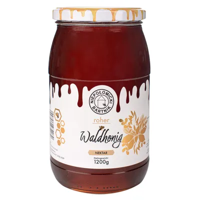 Produktbild von Waldhonig 1200g Roh und Frisch Nektar Honig Großes Glas Bienenhonig aus der Imkerei