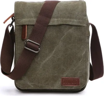 Immagine prodotto di INF Borsa a tracolla sportiva in tela e pelle Verde scuro