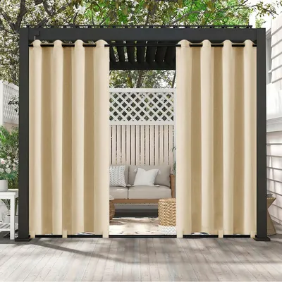 Immagine prodotto di Tende per esterni Tenda impermeabile per esterni ad occhiello Tenda antivento per terrazza padiglione, 2 pezzi, Beige, L132xH213cm
