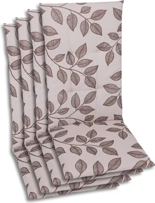 Produktbild von GO-DE Textil, Sesselauflage Hochlehner, 4er Set, Farbe: braun-beige, Maße ca.: 118 cm x 48 cm x 5 cm, Rückenhöhe: 70
