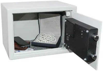 Immagine prodotto di Cassaforte da incasso per mobili, dimensioni 350x250x250 mm, volume 14 litri, serratura elettronica a combinazione numerica, inclusi materiali di fissaggio
