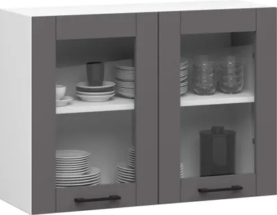 Image de Vitrine murale 80 cm VERMINA - blanc / gris