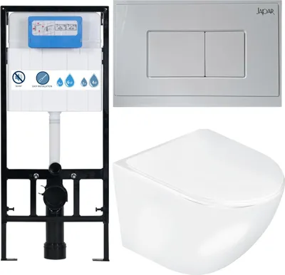 Immagine prodotto di Domotechnika | Set Wc 3in1 - Bianco lucido - Sedile soft-close - 113x52x12 Cm - Sistema di sgancio rapido