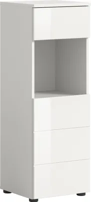 Produktbild von Badkommode >Vira< 1 Tür, 1 Schublade, weiß / weiß hochglanz - 38x106x34cm (BxHxT)