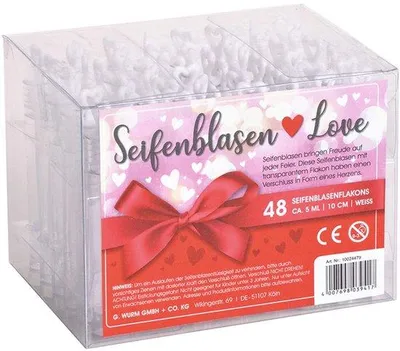 Imagen del producto de Conjunto de adornos para bodas - 48/96 unidades - Forma de corazón - Decoración para la mesa - Jabones con forma de burbujas - Jabones con forma de corazón