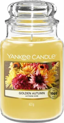 Produktbild von Yankee Candle Golden Autumn Large Jar (Gross/Grande), Zylinder, Gold, Zitrus, Ingwer, Moschus, Patschuli, Vetiver, 150 h, 1 Stück(e)
