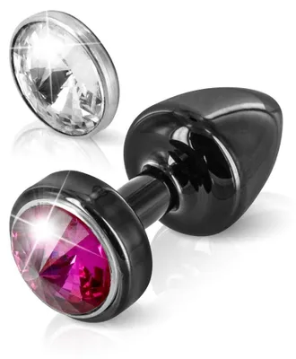 Analplug Magnet T2, Kristall/Rosa, 7 cm, Aluminium