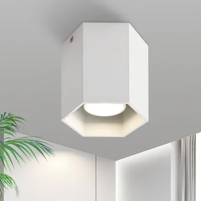Produktbild von ZMH Deckenleuchte Weiß 1 Flammig GU10 Deckenspots LED Aufbauspot Deckenstrahler Spots Aufbaustrahler Modern Rund Spotleuchte Aufbauleuchte für Küche Wohnzimmer Esszimmer