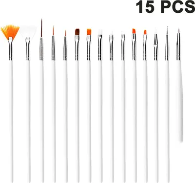 Produktbild von 15 Pcs Nagel Pinsel, Nail Art pinselset, Acryl Nagel Kunst Pinsel für UV-Gel Salon Heimgebrauch Nagelzubehör, Nageldesign, Nagel Fußpflege(Weiß)