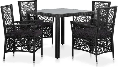 Imagen del producto de Juego de comedor de jardín 5 piezas de ratán sintético