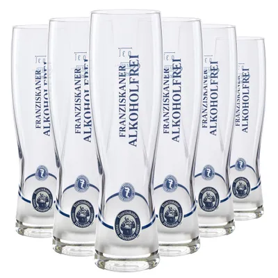 Produktbild von 6x Franziskaner Alkoholfrei Glas 0,3L Monaco Slim | Original Weizenglas für alkoholfreies Bier | Hochwertiges, schlankes Design | Robust