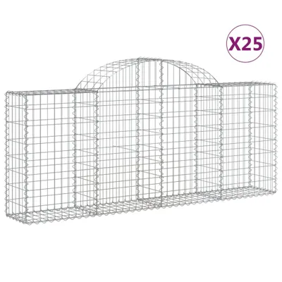 Produktbild von Gabionen mit Hochbogen 25 Stk. 200x30x80/100cm Verzinktes Eisen
