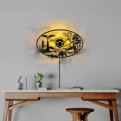 Obrázok produktu pre Opviq, Nature, nástenné svietidlo, 100 % METAL, čierna farba, 59 x 9 x 36 cm