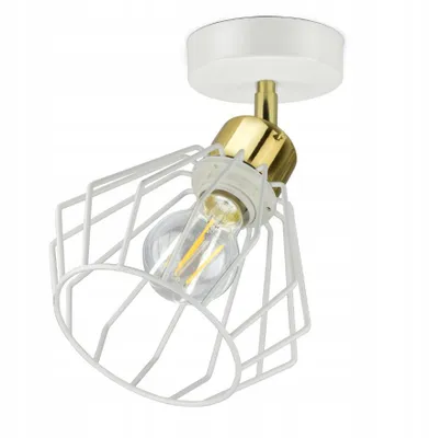 Produktbild von Luxolar Led Deckenleuchte aus Metal Draht Weiß-Gold im Edison-Stil E27 60W - Schwenkbar deckenlampe wohnzimmer