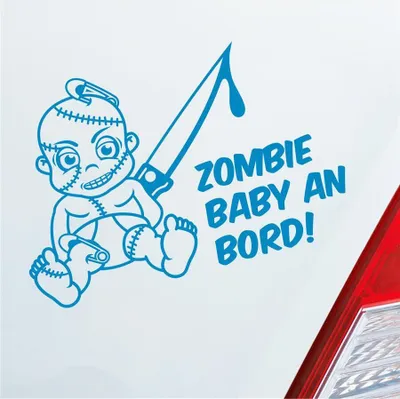 Produktbild von Auto Aufkleber Zombie Baby an Bord on Tour witzig 30x20 cm Hellblau Sticker Heckscheibenaufkleber
