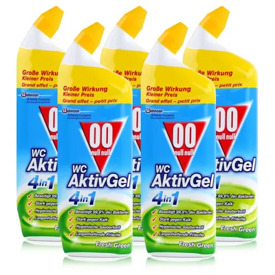 Produktbild von 00 null null WC Aktiv Gel 4in1 Fresh Green 750ml - Stark gegen Kalk (5er Pack)