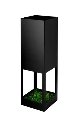 Produktbild von Schirmständer aus Metall mit modernem Design für Heim und Büro, Rasen-Design, 2 Haken, herausnehmbare Kunstrasen-Abtropfmatte, 15,5x15,5x49cm, schwarz, quadratisch