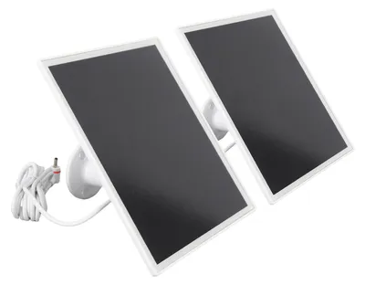 Zdjęcie produktu dla Zestaw 2 sztuk paneli słonecznych do kamer monitoringu, monokrystaliczne panele o mocy 6 W, stopień ochrony IP66, odporne na deszcz, z kablem o długości 3 m do akumulatora Spotlight Cam Plus Pro