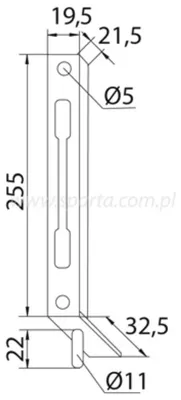 Produktbild von Zasuwa Frontzarge Chrom 250mm x 19,5mm Türbeschlag silber