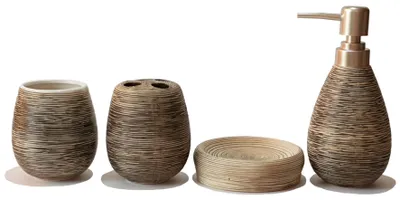 Immagine prodotto di Set da bagno in tre pezzi, composto da dispenser per sapone e portasapone