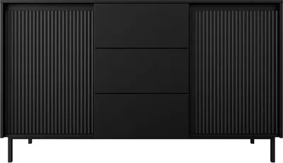 Produktbild von MIRJAN24 Sideboard Ozmi 2D3SZ, Kommde mit zwei Drehtür und drei Schubladen, Griffloses Öffnungssystem push to open (Farbe: Schwarz)