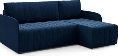 Image de LIKMA Canapé d’angle Otto SLIM 208x145 cm Bleu Marine Convertible Couchage 200x140 cm Coffre de Rangement Canapé 3 Places Compact