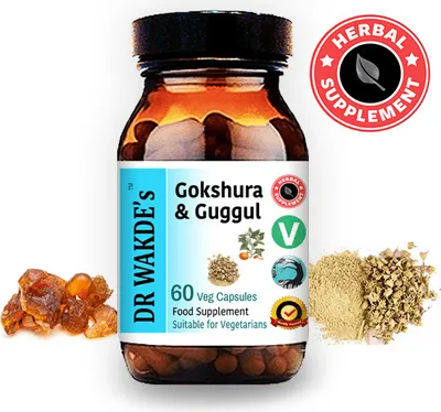 Immagine prodotto di DR WAKDE'S Gokshura & Guggul Capsule | 60 Capsule Vegi | Integratore Ayurvedico | Vegano | 100% Erbe | Sconti Volume | Spedizione in giornata